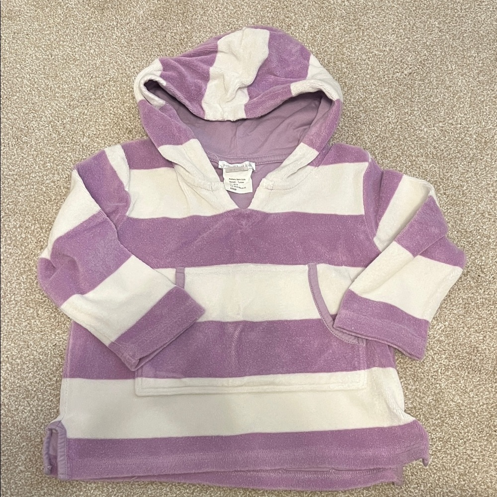 Pottery Barn Kids Purple and White Striped pool/beach cover up